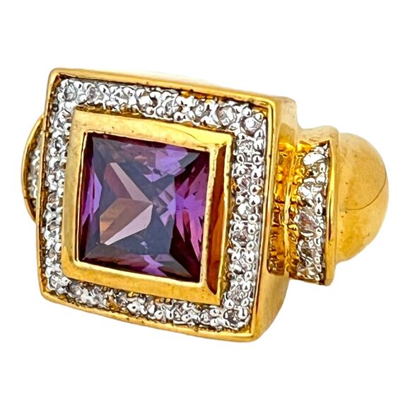 Vintage UNCAS Sterling Silver Ring Vermeil Purple Cubic Zirconia 925 5J - Picture 2 of 7